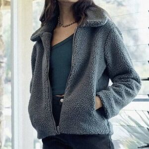 Urban Outfitters BDG Theo Teddy Sherpa Jacket in Eucalyptus Green Sz Small